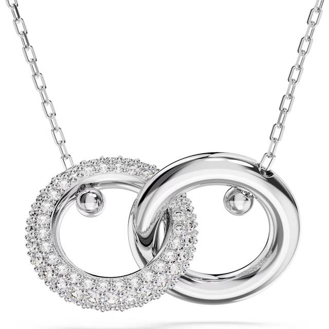 Swarovski Dextera Rhodium Plated White Crystal Interlocking Loop Necklace