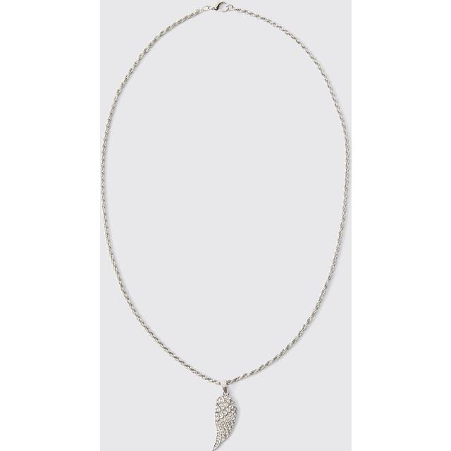 Iced Feather Necklace In Silver - Grey - One Size