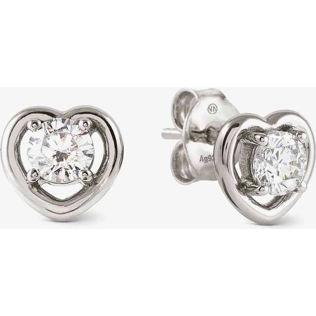 Nomination Cosmic Love White Rhodium Cubic Zirconia Heart Studs Earrings 241710/004 - Silver
