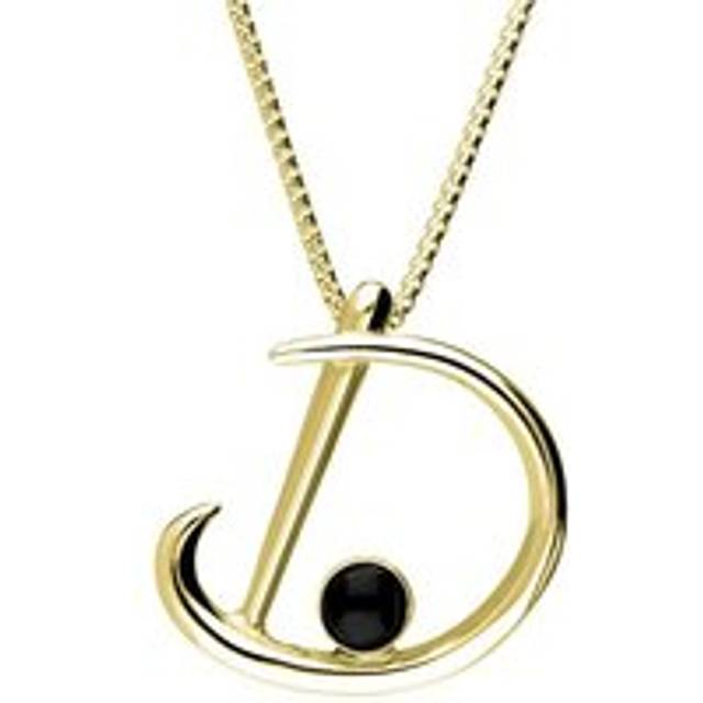 9ct Yellow Gold Whitby Jet Love Letters Initial D Necklace - Yellow Gold