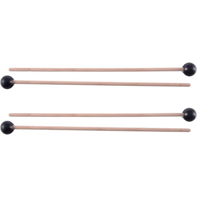 4Pcs Soft Rubber Head Sticks Wood Handle Bell Mallets for Glockenspiel Xylophone Bell Music Instruments Parts Black