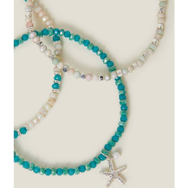Multicolour 3-Pack Mix Bead Stretch Anklets - Accessorize - One Size