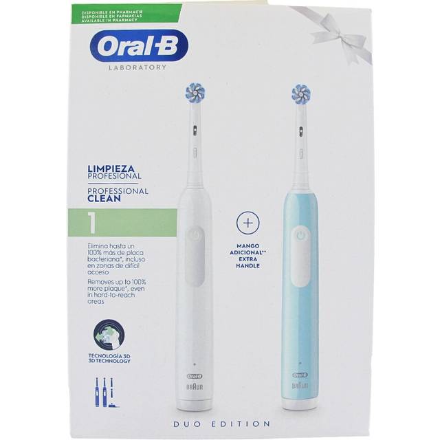 Oral-B Pro 1 Sensitive DUO eltandborstar White + Blå Extra borsthuvuden