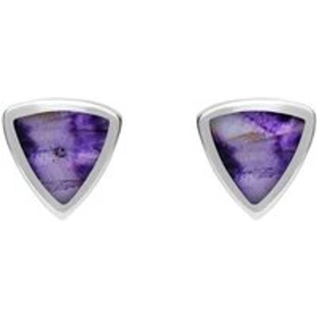 Sterling Silver Blue John Small Curved Triangle Stud Earrings - Silver