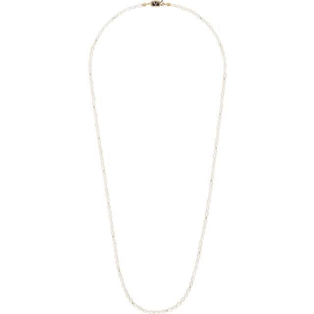 Valentino Garavani White & Gold VLogo Pearl Necklace - QYL ORO/NERO/CREAM - UNI