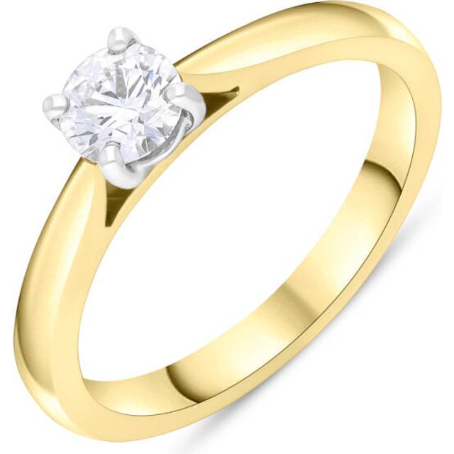 Platinum and 18ct Yellow Gold .46 Diamond Solitaire 4 Claw Scalloped Ring Size N GIA GSI1