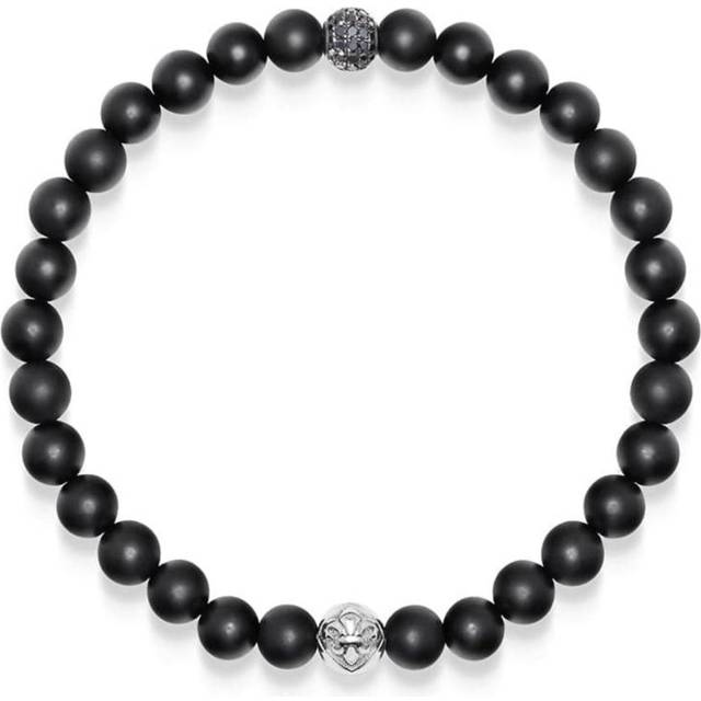 Nialaya Jewelry - beaded bracelet - men - Rubber/Black Diamond/Onyx/Sterling Silver - M