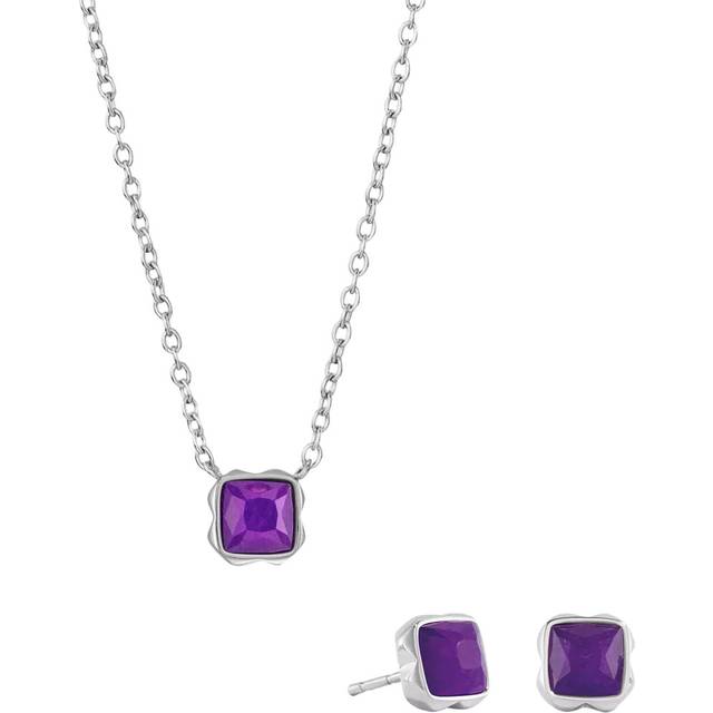 COEUR DE LION Semi-Precious Stone Pendant Necklace and Stud Earring Set, Silver
