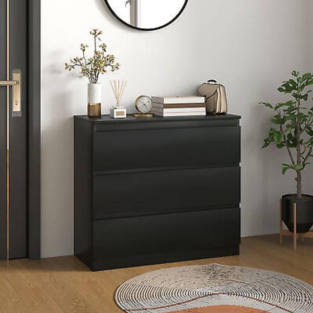 HOMCOM Chest of Drawers, 3-Drawer Storage Organiser Unit for Bedroom, Living Room, Black