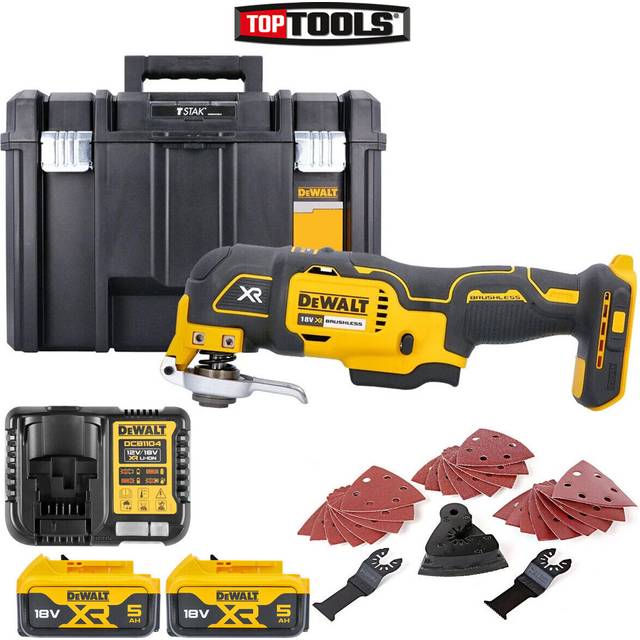 DEWALT DCS355N 18V Multitool with Accessories + 1 x 5Ah Battery, Charger & Case