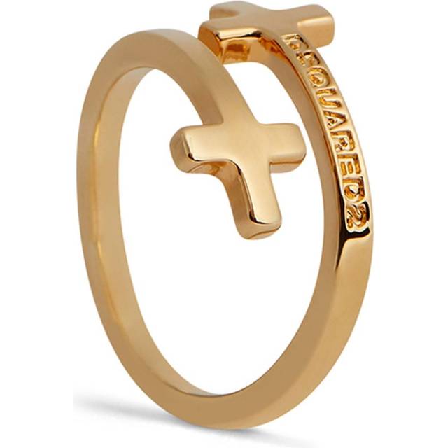 DSQUARED2 - cross-design brass ring - men - Brass - L - Gold