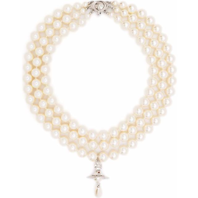 Vivienne Westwood - three-row pearl choker necklace - women - Pearl/Brass - OS - White