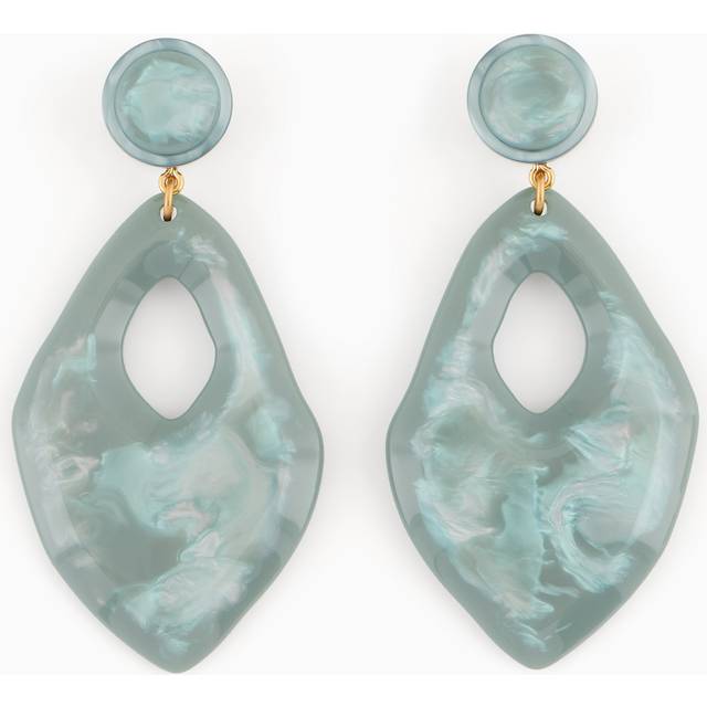 Mother-of-pearl effect clip-on pendant earrings