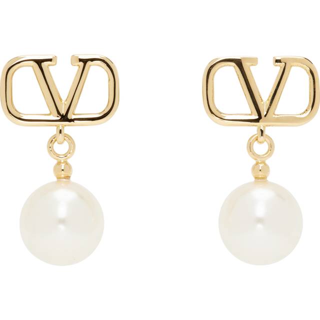 Valentino Garavani Gold VLogo Signature Earrings - 0O3 ORO 18/CREAM - UNI