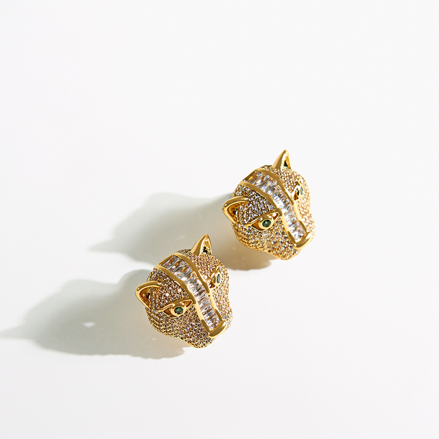 Fierce Folklore Bastet Stud Earrings Gold, O/S