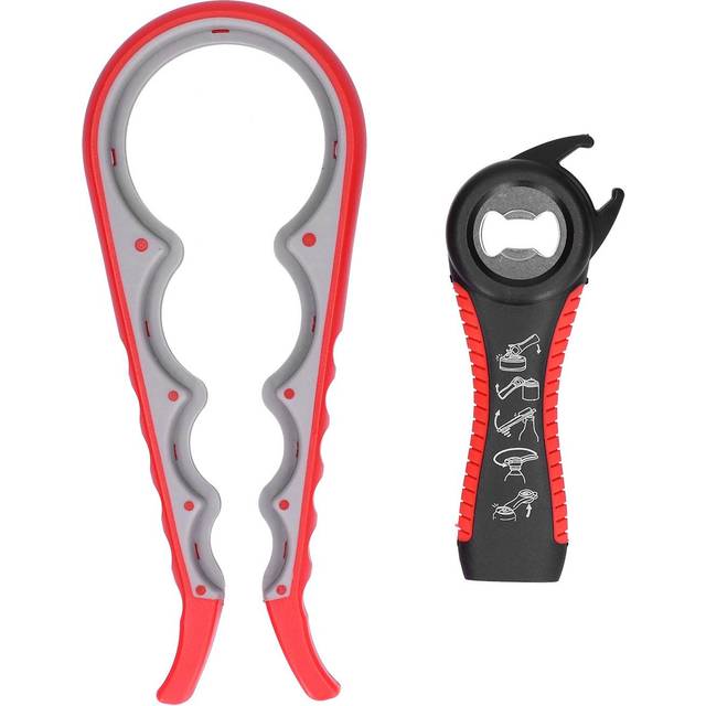 Multifunctional Can Opener Set Plastic Bottle Jar Opener Kitchen Gadget for Home Kitchen(Red Black )