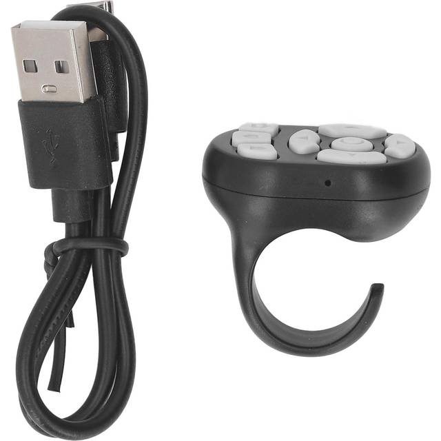 Scrolling Ring Bluetooth Camera Video Recording Remote Wireless Remote Shutter Page Turner for IOS black