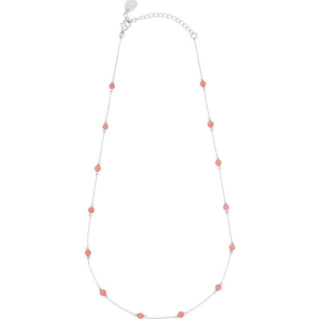 Estella Bartlett Love Pink Coral Stainless Steel Paper Link Necklace