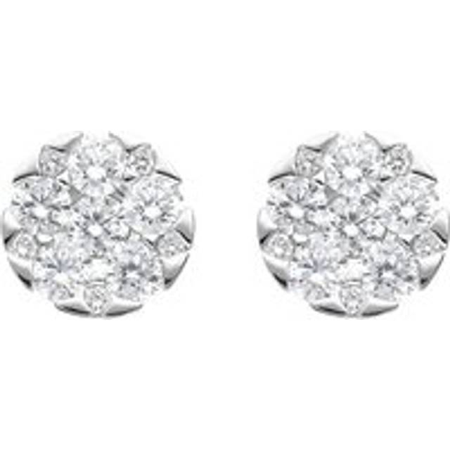 18ct White Gold 0.67ct Diamond Triangle Edge Stud Earrings