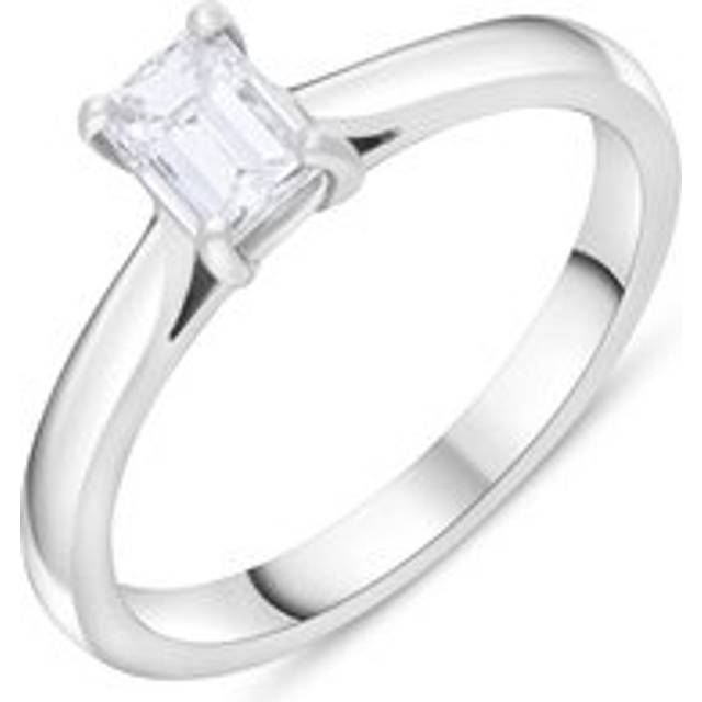 Platinum 0.50 Diamond Solitaire Emerald Cut Claw Ring Size M GIA DVS2