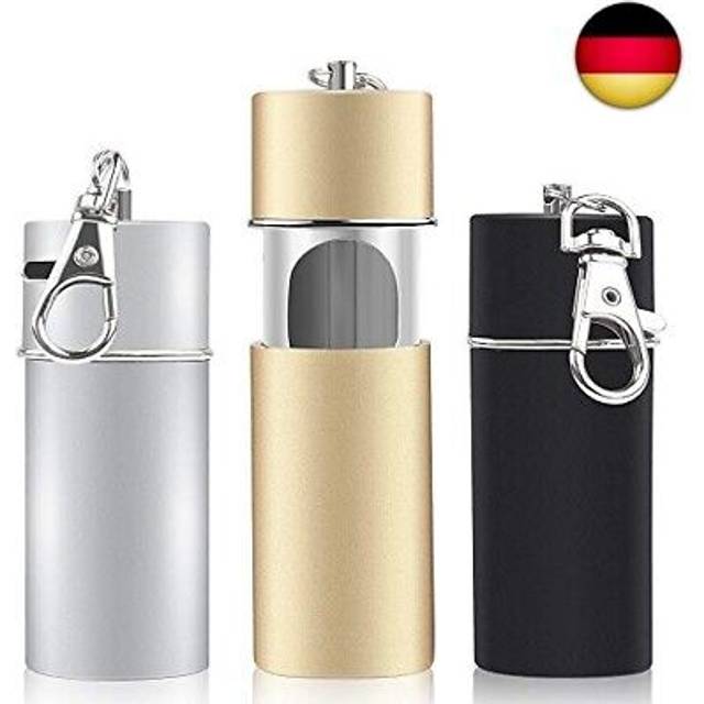 3 st mini anti-lukt askkopp med anti-lukt metallnyckelring lätt att ta med för rökare och resenärer utomhus som nyckelring svart silver guld 9 x 4 x 2 cm