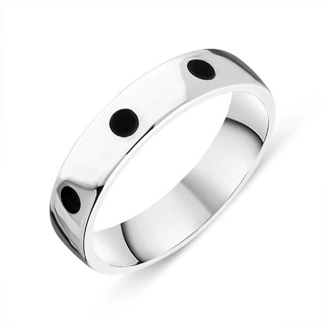 Sterling Silver Whitby Jet 5mm Wedding Band Ring