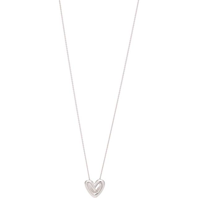 Puffy Heart Pendant Necklace | Silver Plated