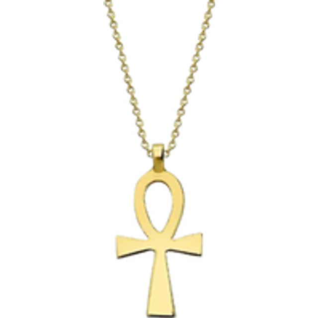Womens 9ct Solid Gold Egyptian Ankh Necklace - Metallics - 16inch