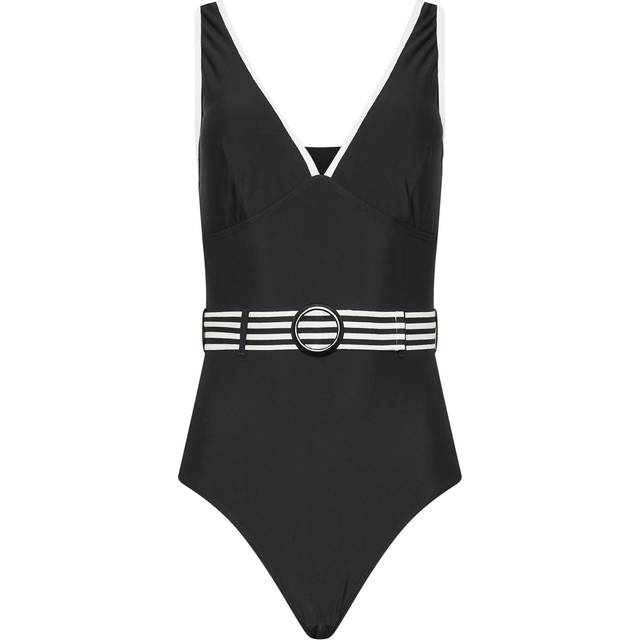 Lts Tall Black Monochrome Belted Swimsuit 22 Lts | Tall Women's Swimsuits