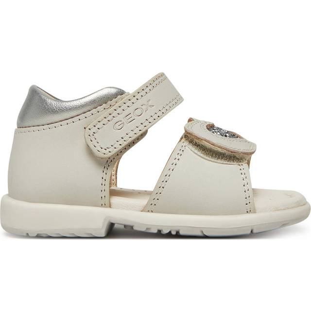 Geox Girls White & Silver Glitter Heart Sandals - 23