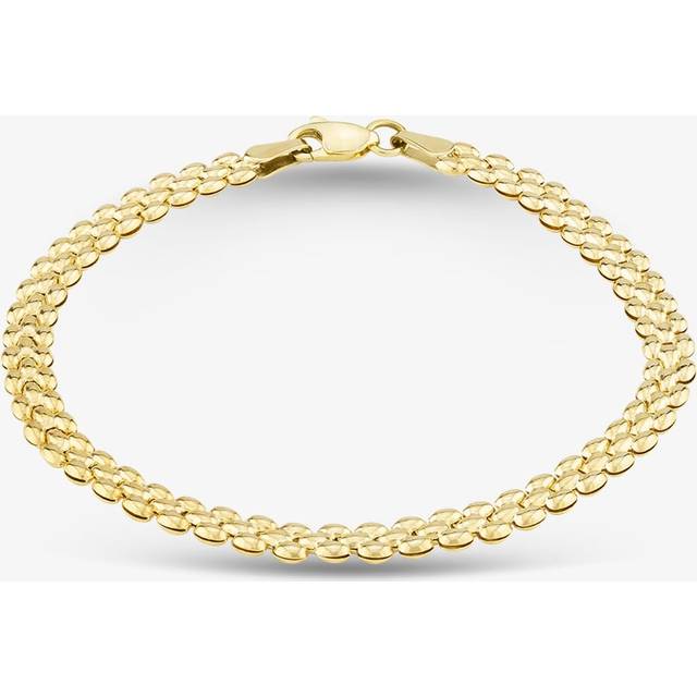 9ct Yellow Gold 7 Inch Hollow Three-Row Bead Bracelet CN970-07