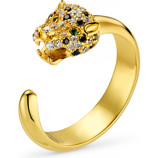 Orelia Pave Crystal Panther Ring, Pale Gold