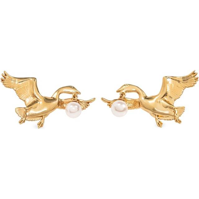 Moschino - Goose earrings - women - Brass/glass - One Size - Gold