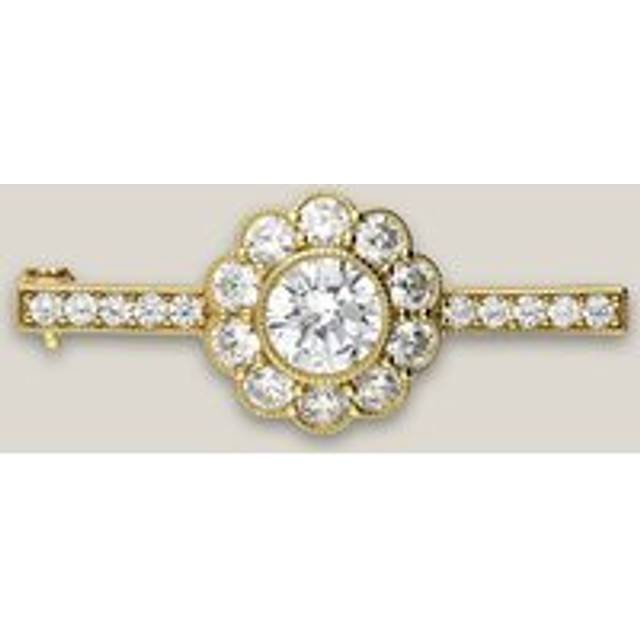 John Greed Signature Gold Plated CZ Flower Brooch For Women - gold/silver