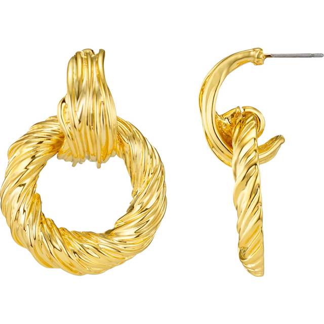 Statement Textured Door Knocker Earrings - Orelia - Gold