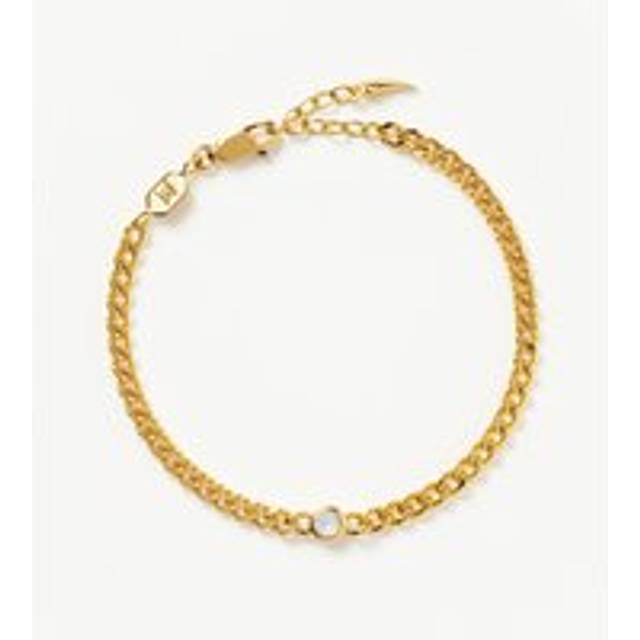 June Birthstone Chain Bracelet | 18ct Gold Plated Vermeil/Rainbow Moonstone