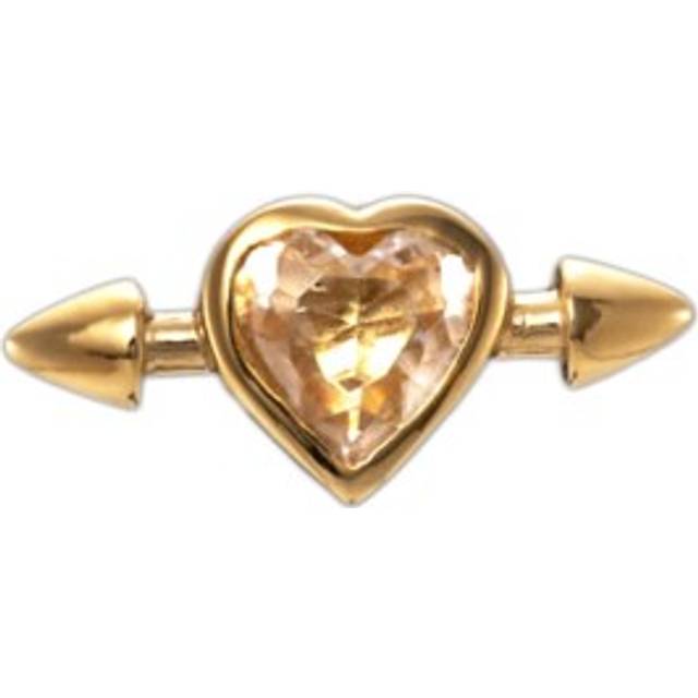 Pierced heart ear stud bergskristall guld