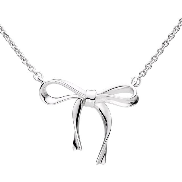 Kit Heath Serenity Ribbon Bow Necklace, Silver