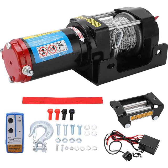 Electric Winch Kit with 5.5mmx15m Wire 4000LB 12V Wireless Remote Control Towing Winch for ATV UTV