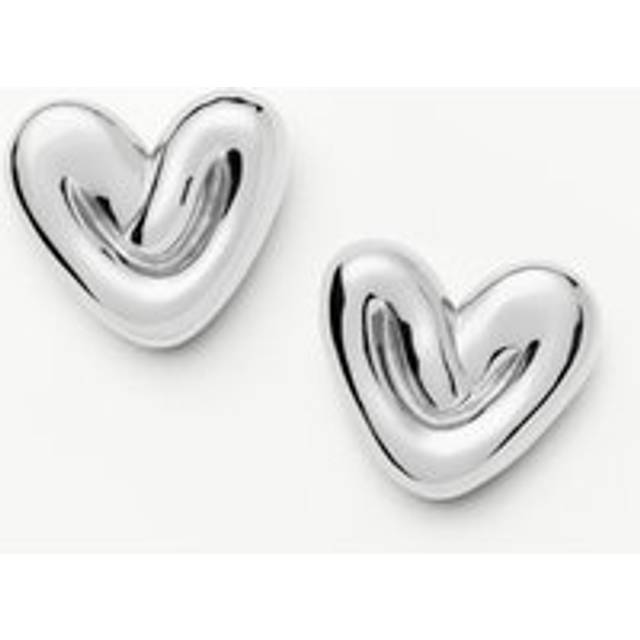 Puffy Heart Oversized Stud Earrings | Silver Plated