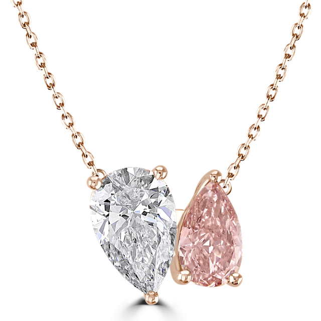 18ct rose gold 'Toi et Moi' laboratory grown diamond 2.6ct pendant in pink and white
