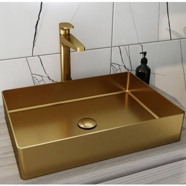 RAK INGOT Rectangular Stainless Steel Wash Basin Brushed Gold