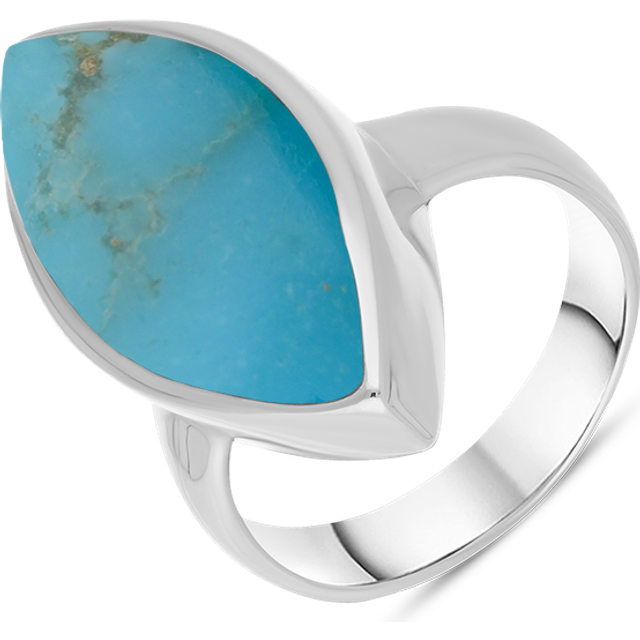 Sterling Silver Turquoise Chunky Marquise Ring D