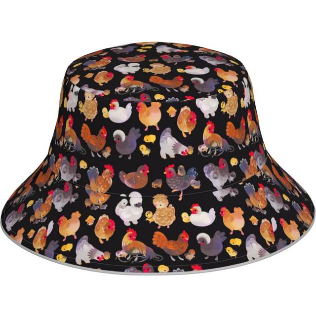 (Chicken And Chick - Dark_22594) Bucket Hat Reversible Reflective for Men Women - UV50+ Sun Protection Double-Sided Fishing Hat with 360 Safety Strips
