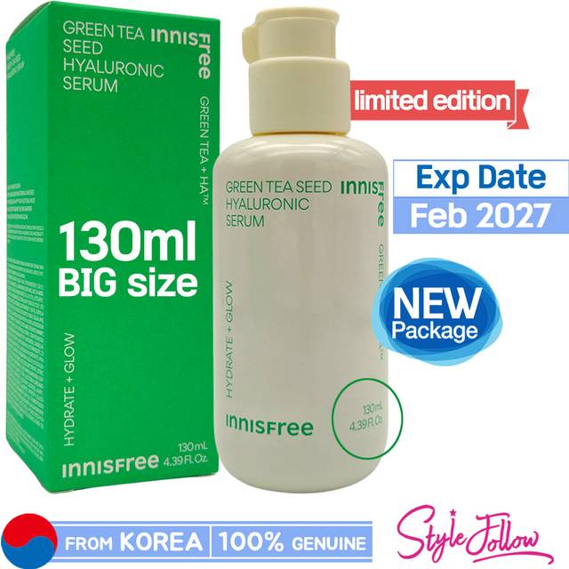 [INNISFREE] Green Tea Seed Hyaluronic Serum 130ml (BIG size) 1pc + Sample Gifts