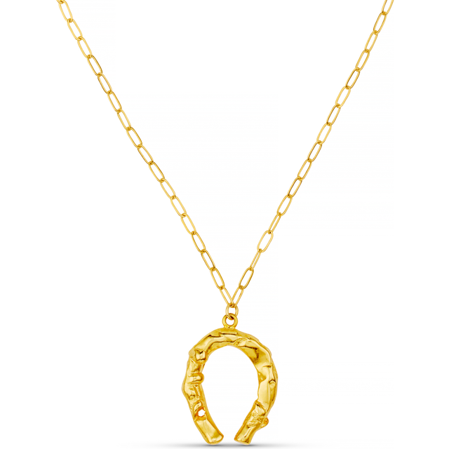 Statement Molten Horseshoe Necklace - Orelia - Gold