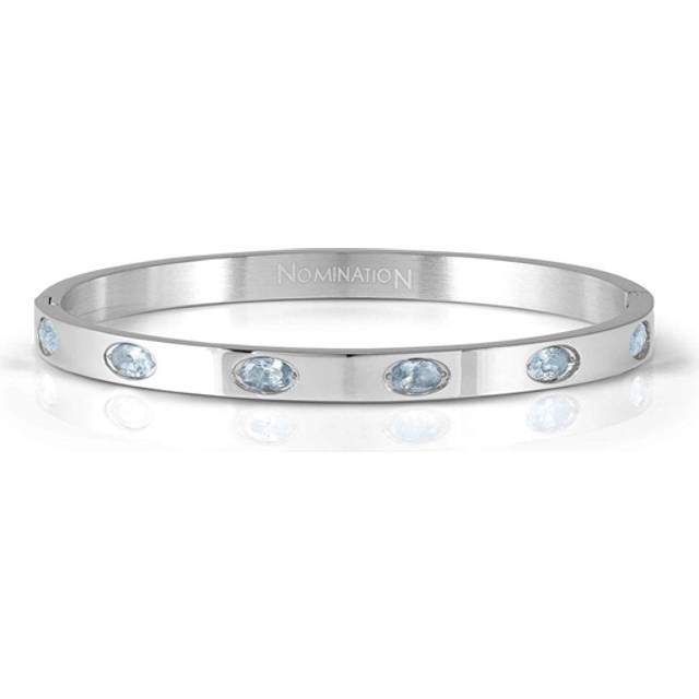 Nomination Pretty Bangles Silver Blue Oval Crystal Large Bangle - 6.3 x 5.5 cm