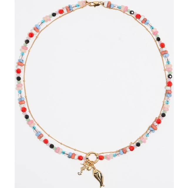 Multicolor stones fish necklace - PINK - UN