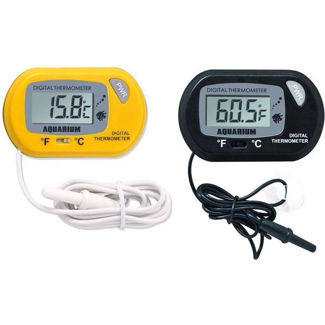 2 pcs Digital LCD Fish Tank Aquarium Marine Water Thermometer Temperature Black?Yellow