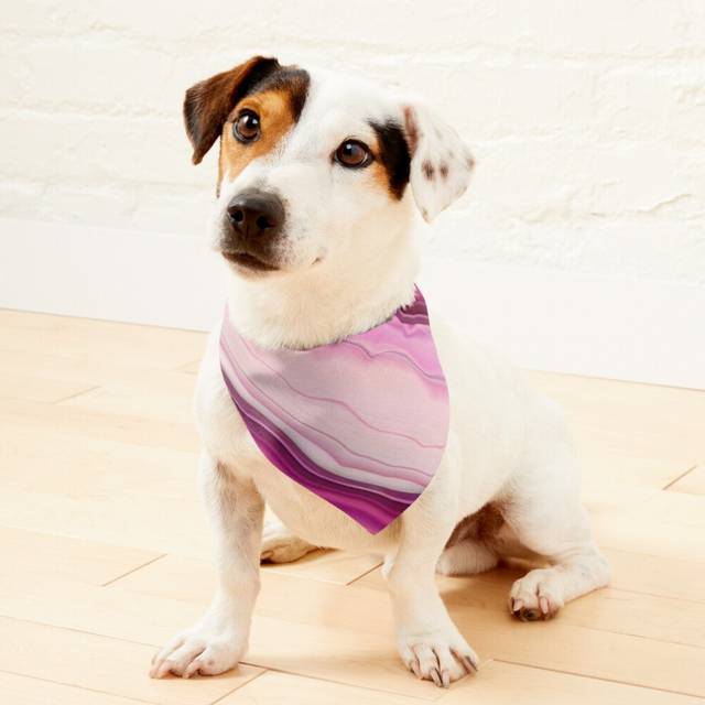 (Amaranth Pink and Desert Sand Marble Digital art=1663) 2-in-1 Pet Bandana Collar with Quick Release Buckle & D-Ring Adjustable Cat Scarf for Large/XL